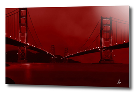 Golden Gate Bridge Mirrored In Red