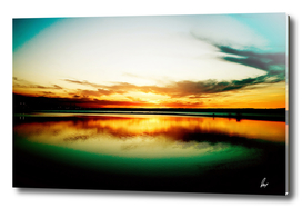 Calm Lake Sunset Orange Blue
