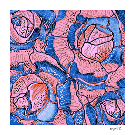 Blush Blue Roses Flowers Abstract Illustration