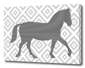 Horse - geometric pattern - gray and white.
