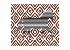 Horse - geometric pattern - brown and white.