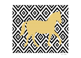 Horse - geometric pattern - beige and white.
