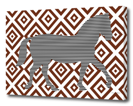 Horse - geometric pattern - brown and white.