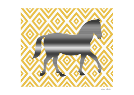 Horse - geometric pattern - beige and white.