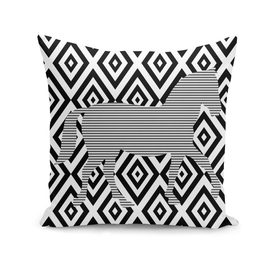 Horse - geometric pattern - gray and white.