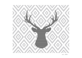 Deer - geometric pattern - gray and black.