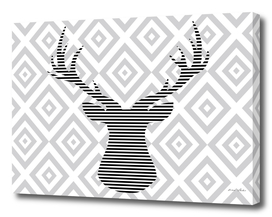 Deer - geometric pattern - gray and black.