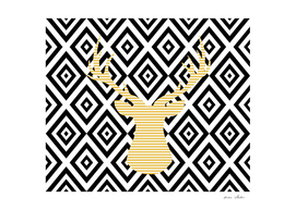 Deer - geometric pattern - beige and black.