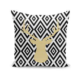 Deer - geometric pattern - beige and black.