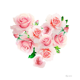 heart roses watercolor