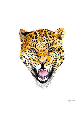 leopard head watercolor
