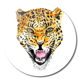 leopard head watercolor