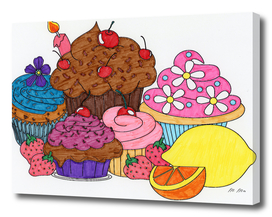 cupcakes and fruits