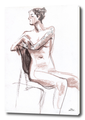 Nude model, life sketch