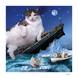 Titanic Cat Sinking Kitty Fat Cats Rescue Movie Famous