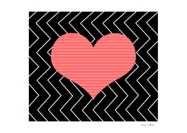 Heart - zigzag - black and red.