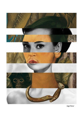Frida's Self Portrait with Monkey & Audrey Hepburn