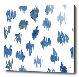 Abstract watercolor brush stroke white navy