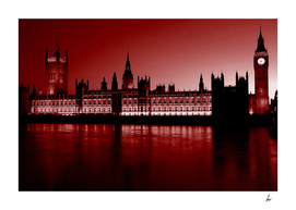 London Houses Of Parliament Deep Red