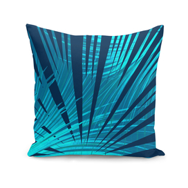 Tropical Blue Fan Palm Leaves Abstract Design
