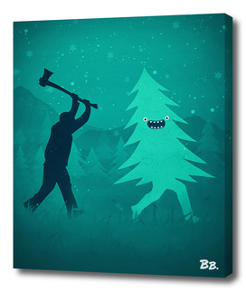 Funny Cartoon Christmas tree is chased by Lumberjack!