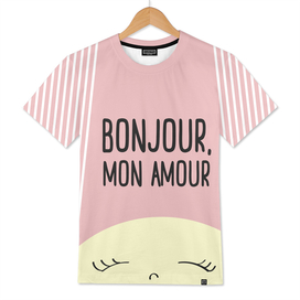 Bonjour Mon Amour Pink #babygirl #nursery #illustration