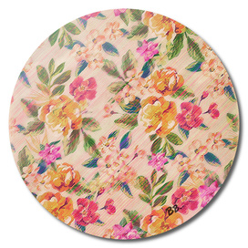 Golden Flitch/ Digital Vintage Retro Glitched Pastel Flowers