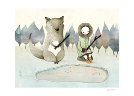 The Little Inuit Girl And The Wolf