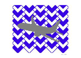 Airplane -  geometric pattern - blue and white.