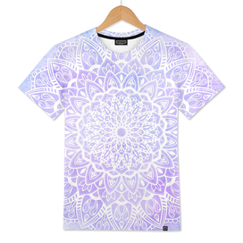 White Mandala on Pastel Purple and Blue Textured Background