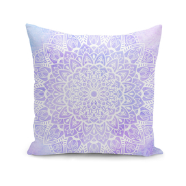 White Mandala on Pastel Purple and Blue Textured Background