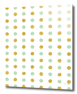 Circular Dalmatian Spots - Mint Green & Gold Foil #409