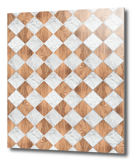 Cubic - Wood & White Marble #892