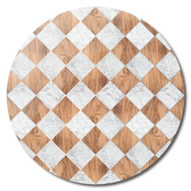 Cubic - Wood & White Marble #892