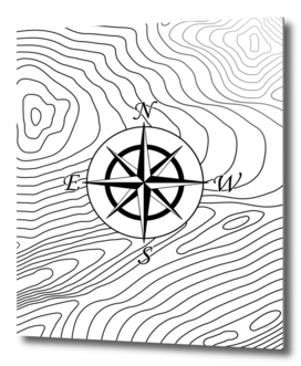 Topographic Line Pattern with Compass #797