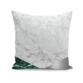 Geometric White Marble - Green Granite & Silver #999