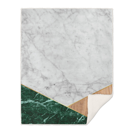 Geometric White Marble - Green Granite & Wood #138