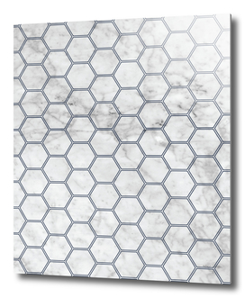 Geometric Honeycomb Pattern - Marble & Navy #871