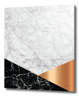 Geometric White Marble - Black Granite & Rose Gold #715