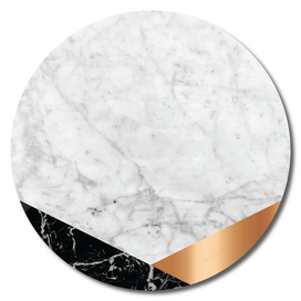 Geometric White Marble - Black Granite & Rose Gold #715