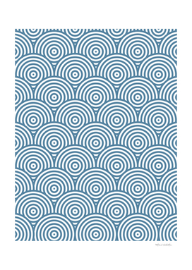 Geometric Scales Pattern - Blue & White #453