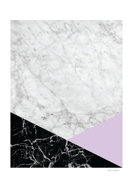Geometric White Marble - Black Granite & Light Purple #388