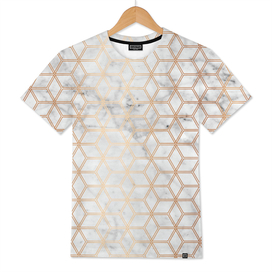 Geometric Hive Mind Pattern - Marble & Rose Gold #789