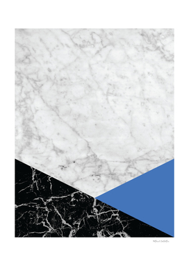 Geometric White Marble - Black Granite & Blue #509