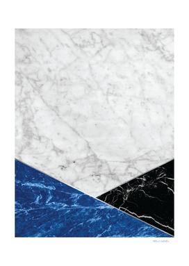 Geometric White Marble - Blue Granite & Black Granite #514