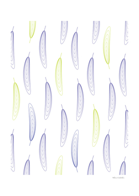 Large Geometric Feather Pattern - Purple & Green #993