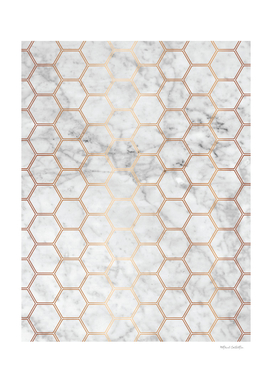 Geometric Honeycomb Pattern - Marble & Rose Gold #358