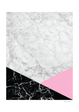 Geometric White Marble - Black Granite & Pink #632
