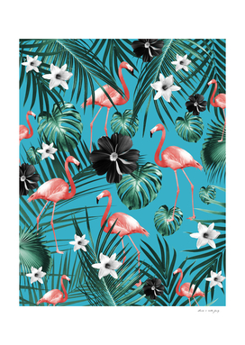 Tropical Flamingo Flower Jungle #2 #tropical #decor #art