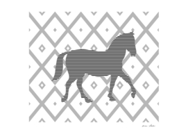 Horse - geometric pattern - gray and white